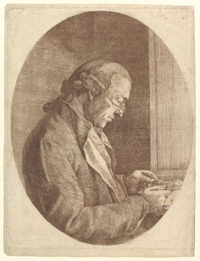 Muotokuva taiteilijasta, joka luonnostelee muotokuvaa, 1799. tekijältä Franz Jakob Josef Ignatz von Predl