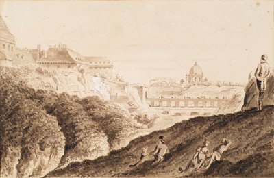 Hofburg vallihauta, linnan portti ja silta tekijältä Franz Jaschke