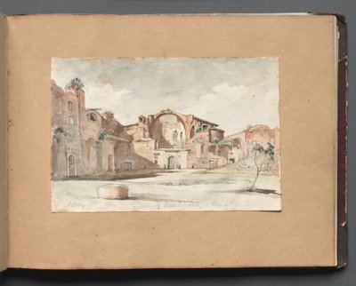 Albumi näkymistä Roomaan ja ympäristöön, Maisematutkimukset, sivu 22a: "Terme di Diocleziano, Rooma" tekijältä Franz Johann Heinrich Nadorp