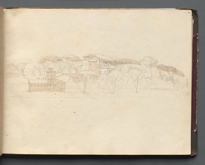 Albumi näkymistä Roomaan ja ympäristöön, Maisematutkimukset, sivu 30a: Roomalainen panoraamanäkymä. tekijältä Franz Johann Heinrich Nadorp