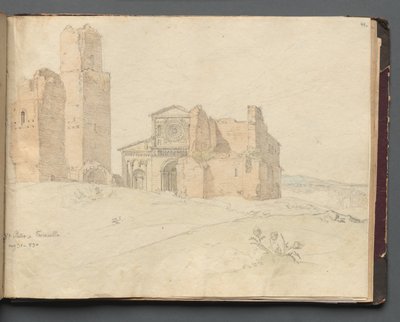 Albumi Rooman ja ympäristön näkymistä, Maisematutkimukset, sivu 41a: St. Pietro, Toscanella. tekijältä Franz Johann Heinrich Nadorp