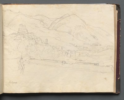 Albumi näkymistä Roomaan ja ympäristöön, Maisematutkimukset, sivu 42a: Roman Landscape. tekijältä Franz Johann Heinrich Nadorp