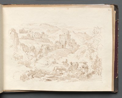 Albumi näkymistä Roomaan ja ympäristöön, Maisematutkimukset, sivu 43a: Roman Landscape. tekijältä Franz Johann Heinrich Nadorp
