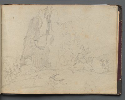 Albumi näkymistä Roomaan ja ympäristöön, Maisematutkimukset, sivu 45a: Rocky Landscape tekijältä Franz Johann Heinrich Nadorp