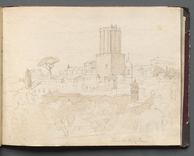 Albumi näkymistä Roomaan ja ympäristöön, Maisematutkimukset, sivu 47a: Torre del Nero, Rooma. tekijältä Franz Johann Heinrich Nadorp