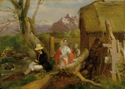 Taidemaalari ja kulkija maisemassa ("Idyll") tekijältä Franz Krammer