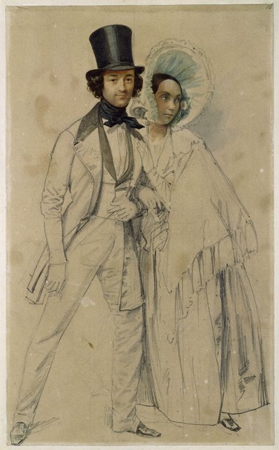 Aviopari Paul ja Amalie Taglioni (tutkielma maalaukseen "Ensimmäisen kaartin jalkaväkirykmentin paraati", 1839) tekijältä Franz Krüger
