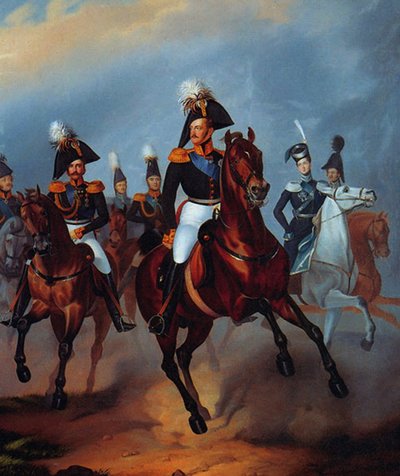 Nikolai I upseereineen, 1835 tekijältä Franz Krüger