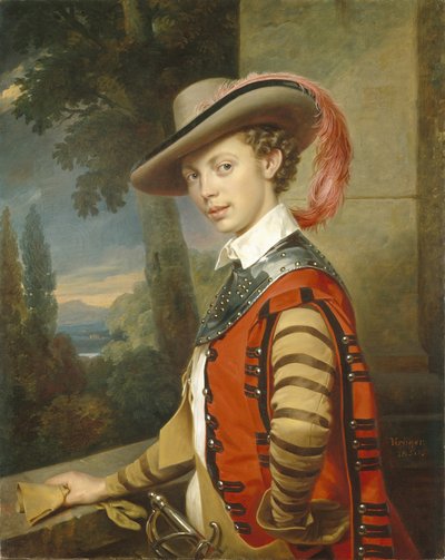 Prinssi Nikolai Saltykovin muotokuva komeassa mekossa, 1850 tekijältä Franz Krüger