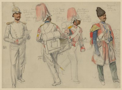 Kossacowski, Preobraschenskin rykmentin kapteeni; Steppanoff, Itävallan keisarin rykmentin rumpali; Petroff, Friedrich Wilhelm III:n rykmentin huilisti; Dgingosow, Leskier tekijältä Franz Krüger