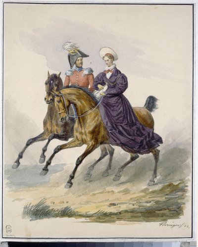 Keisari Nikolai I (1796-1855) ja keisarinna Aleksandra Fedorovna (s. Charlotte of Preussia tekijältä Franz Krüger