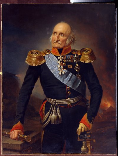 Marsalkka Comte Louis Adolphe Pierre zu Sayn Wittgensteinin (1769-1843) muotokuva. (Sayn Wittgenstein Ludwigsburgin sotamarsalkka kreivi Ludwig Adolf Peterin muotokuva). Franz Krugerin (1797-1857) maalaus öljy kankaalle tekijältä Franz Krüger