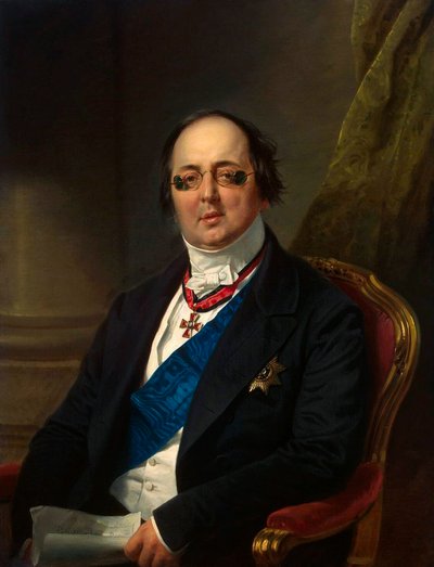 "Kreivi Aleksanteri Kušelev-Bezborodkon muotokuva", 1851-1852. tekijältä Franz Kruguer
