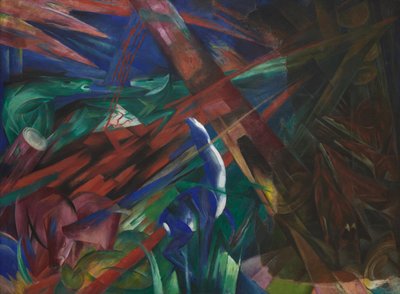 Eläinten kohtalot Puut osoittivat renkaansa, eläimet suonensa, 1913. tekijältä Franz Marc