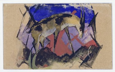 Antilope (auch: Steinbock) (Postkarte an Else Lasker-Schüler) tekijältä Franz Marc