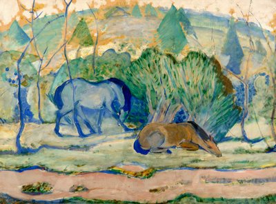 Hevoset laitumella Hevoset maisemassa tekijältä Franz Marc