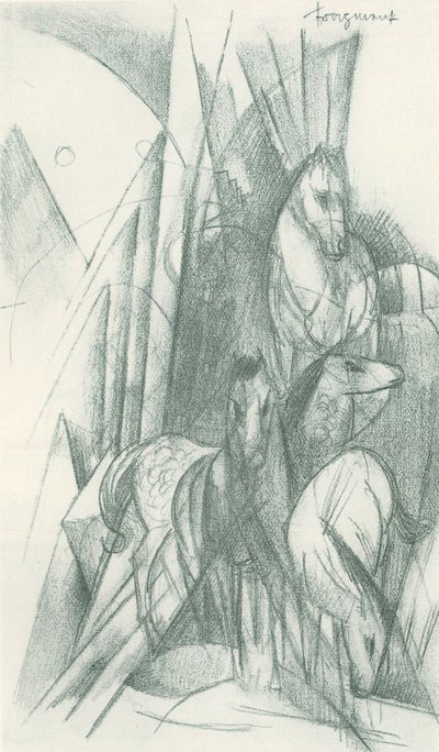 Hevosten ja abstraktien muotojen koostumus tekijältä Franz Marc