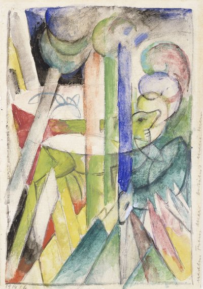 Lumivuohi; Bergziegen, 1914 tekijältä Franz Marc