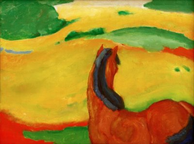 Pferd in der Landschaft tekijältä Franz Marc