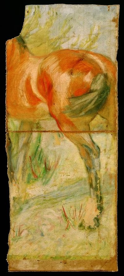 Pferd vor großem Busch tekijältä Franz Marc