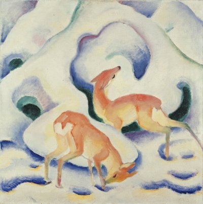 Hirvi lumessa II tekijältä Franz Marc