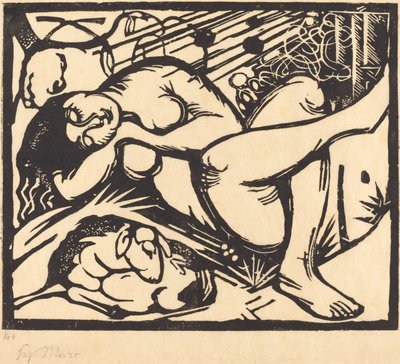 Nukkuva paimentar (Schlafende Hirtin) tekijältä Franz Marc