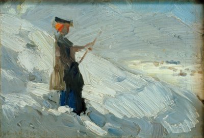 Stehende Frau paikassa Winterlandschaft tekijältä Franz Marc