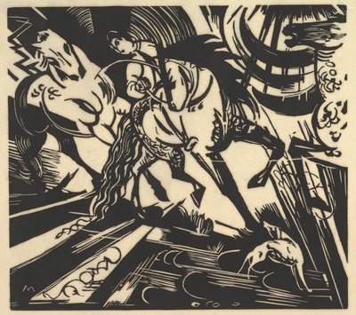 Ratsastuskoulu, 1913. tekijältä Franz Marc