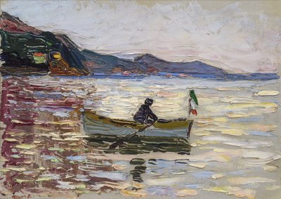 ""Näkymä Rapalloon veneellä merellä"" (Rapallo Boat On The Sea) Wassily Kandinskyn (tai Wassily Kandinski tai Kandinskij) maalaus tekijältä Franz Marc