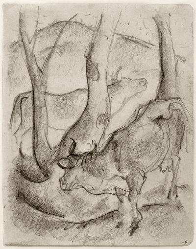 Kaksi lehmää puiden alla tekijältä Franz Marc