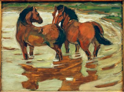 Zwei Pferde in der Schwemme tekijältä Franz Marc