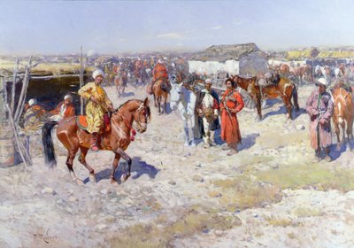 Keski-Aasian hevosmarkkinat tekijältä Franz Roubaud
