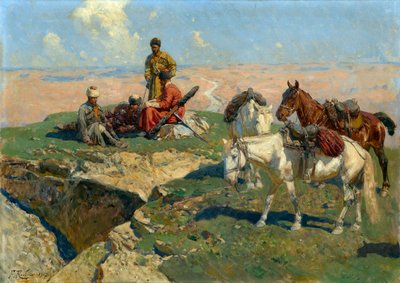 Kaukasialaisten soturien pysähtyminen - Franz Roubaud