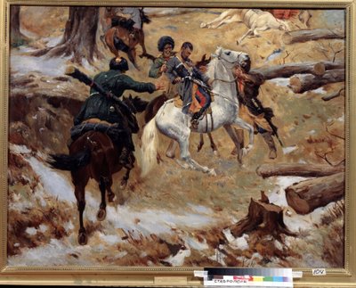 Kenraali komentaja Nikolai Sleptsov (1815-1851), jonka tšetšeenit tappoivat taistelussa 10. joulukuuta 1851 Kaukasuksen sodan aikana (Kaukasuksen valloitus) Tšetšeniassa. (Kenraalimajuri Nikolai Sleptsov kuoli taistelussa Tšetšeniassa tekijältä Franz Roubaud