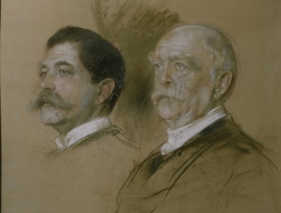 Otto von Bismarck ja hänen poikansa Herbert, ulkoministeriön valtiosihteeri 1860-90, 1892 (hiili paperilla) tekijältä Franz Seraph von Lenbach