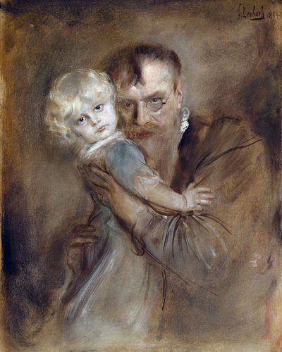 Omakuva tytär Marionin kanssa - Lenbach, Franz, von (1836-1904) - 1894 - Öljy kankaalle - 81,5x65,5 - Yksityiskokoelma tekijältä Franz Seraph von Lenbach