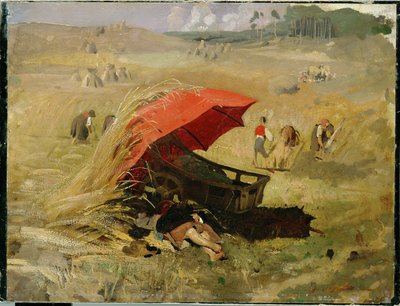 Punainen sateenvarjo (öljy pahville ja paperille) tekijältä Franz Seraph von Lenbach