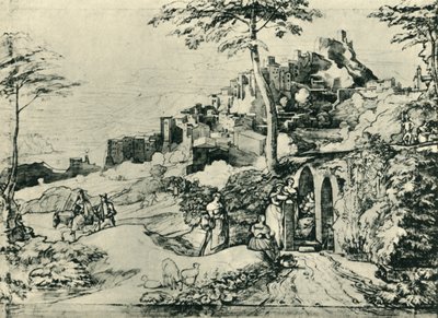 Naiset suihkulähteen äärellä Olevanossa, lähellä Roomaa, Italiassa, 1822, 1943. tekijältä Franz Theobald Horny