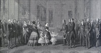 Englannin kuningatar Victoria (1819-1901) vastaanottaa Louis-Philippe I:n (Louis Philippe d