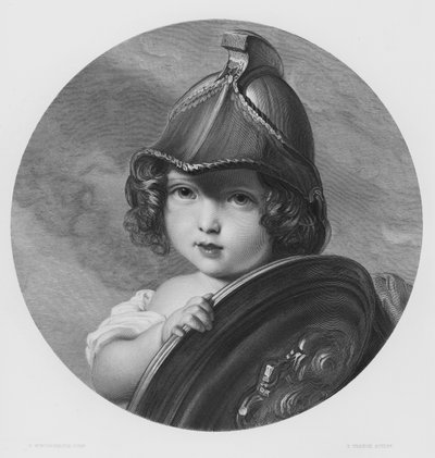 Amazon, HRH:n muotokuva Prinsessa Helena, kuninkaallisen kokoelman kuvasta (kaiverrus) tekijältä Franz Xaver  Winterhalter (after)