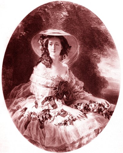 Impress Eugenia (1826-1920) (Montijon Eugenia) Napoleon III:n vaimo. Auguste Adrien Jouaninin (Jouannin) (1806-1887) kaiverrus, Franz Xaver Winterhalter (1805-1873) - 1930. tekijältä Franz Xaver (after) Winterhalter