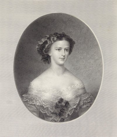 Itävallan keisarinna Elisabetin muotokuva, noin 1855. tekijältä Franz Xaver Stöber