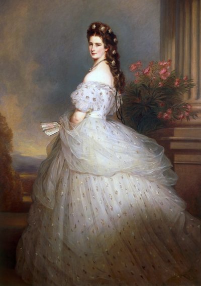Itävallan keisarinna Elisabeth, timanttitähdet hiuksissaan - Itävallan keisarinna Elisabeth, timanttitähdet hiuksissaan, kirjoittanut Winterhalter, Franz Xavier (1805-1873). öljy kankaalle tekijältä Franz Xaver Winterhalter