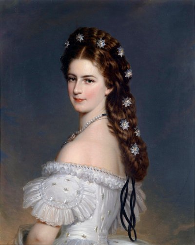""Elisabet Wittelsbachin (1837-1898) (sissi tai sisi), Itävallan keisarinna (1854-1898) ja Unkarin kuningattaren (1867-1898) muotokuva"" Franz Xavier Winterhalterin (1805-1873) maalaus noin 60-1873 kokoelma tekijältä Franz Xaver Winterhalter