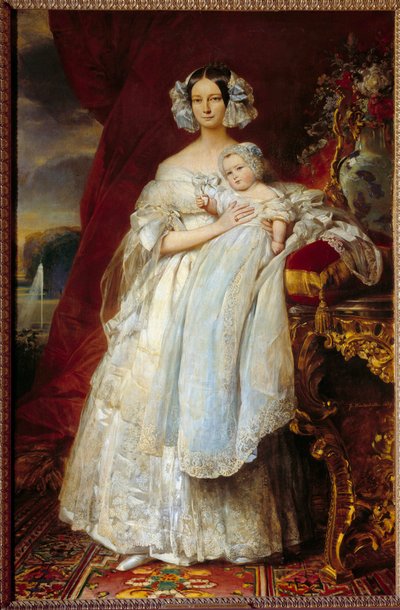 Helene Louise of Mecklembourg Schwerin, Orleansin herttuatar (1814-1858) ja Pariisin kreivi (1838-1894) muotokuva Xaver Winterhalterin (1806-1873) maalaus 1839 Su. 2,15x1,4 m tekijältä Franz Xaver Winterhalter