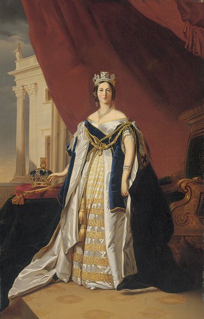 Kuningatar Victorian muotokuva kruunausvaatteissa tekijältä Franz Xaver Winterhalter
