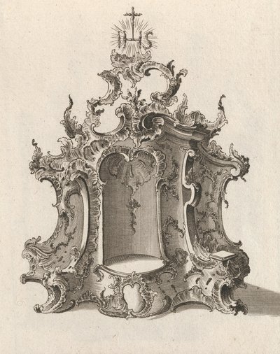 Suunnittelu tabernaakkelille, levy 4 sarjasta "Tabernaakkeli", painettu n. 1750-56. tekijältä Franz Xavier Habermann