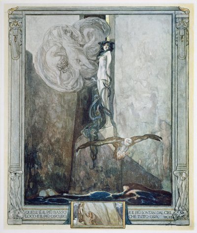 Kuvitus Danten jumalallisesta komediasta, Inferno, Canto IX. 28 tekijältä Franz von Bayros (1866 1924)