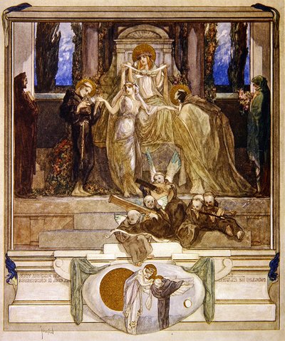 Kuvitus Danten jumalallisesta komediasta, Paradiso, Canto XI, 1921 (wc paperilla) tekijältä Franz von Bayros