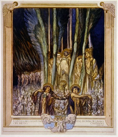 Kuvitus Danten jumalallisesta komediasta, Kiirastule, Canto XXX: 10, 1921 (wc paperilla) tekijältä Franz von Bayros